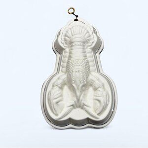 Ceramic Lobster Mold Italian Wall Art Decor - White Blue Trim Hampton Maine